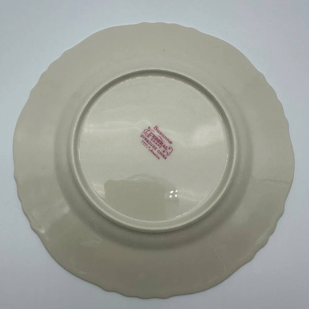 4 Syracuse China Suzanne Federal Shape Salad Plates Gold Rim Set of